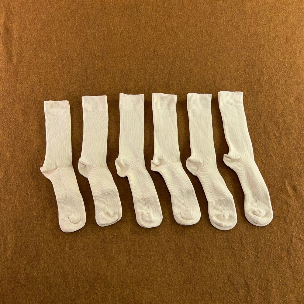 Bulus Organic Unisex 10-13 Cream Ribbed GOTS Cotton 3-Pack Crew Socks NWT *Flaw